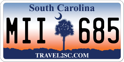 SC license plate MII685