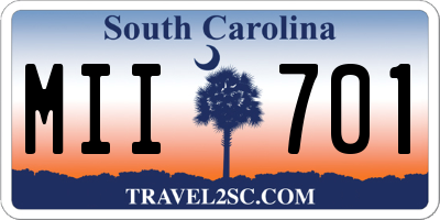 SC license plate MII701