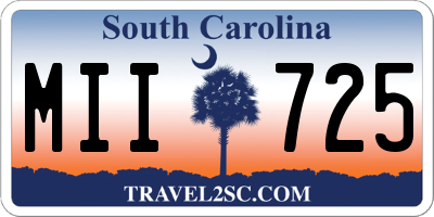 SC license plate MII725