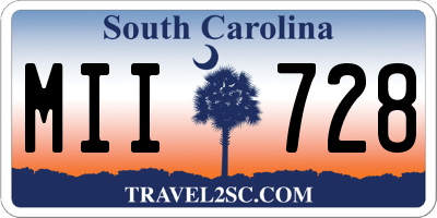 SC license plate MII728