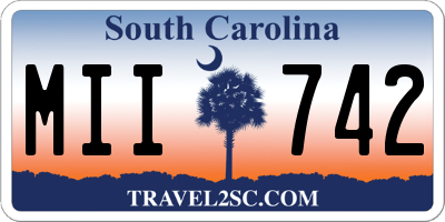 SC license plate MII742