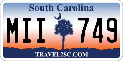 SC license plate MII749