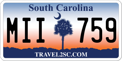 SC license plate MII759