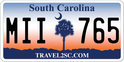 SC license plate MII765