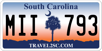 SC license plate MII793