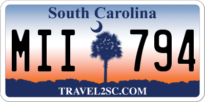 SC license plate MII794