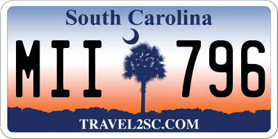 SC license plate MII796
