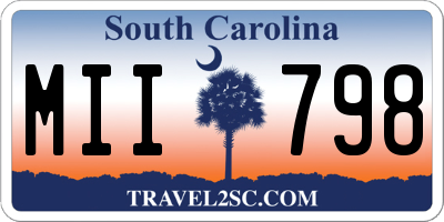 SC license plate MII798
