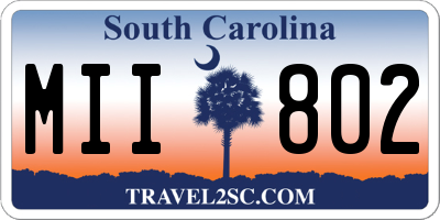 SC license plate MII802