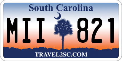 SC license plate MII821