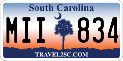 SC license plate MII834
