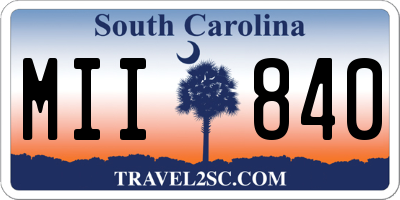 SC license plate MII840