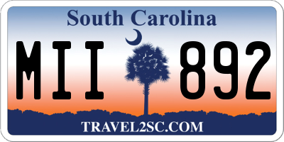 SC license plate MII892