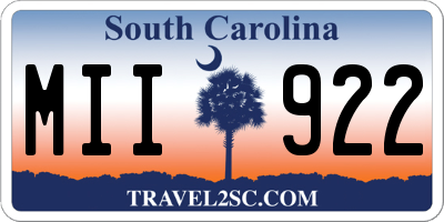 SC license plate MII922