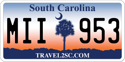 SC license plate MII953