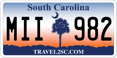 SC license plate MII982