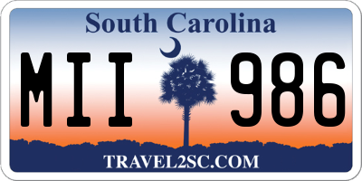 SC license plate MII986