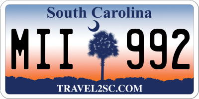 SC license plate MII992