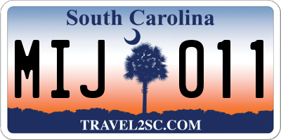 SC license plate MIJ011