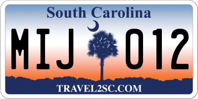 SC license plate MIJ012