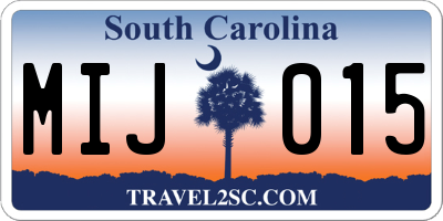 SC license plate MIJ015