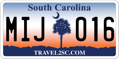 SC license plate MIJ016