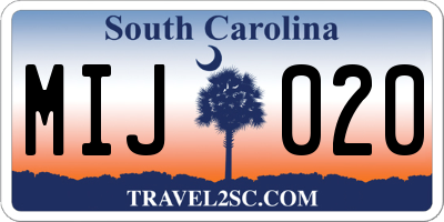 SC license plate MIJ020