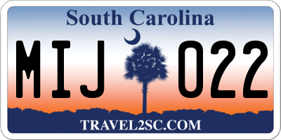 SC license plate MIJ022