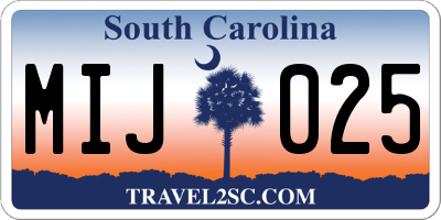 SC license plate MIJ025