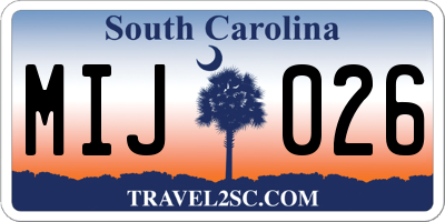 SC license plate MIJ026