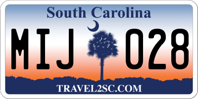 SC license plate MIJ028