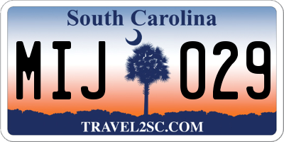 SC license plate MIJ029