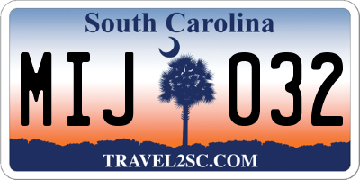 SC license plate MIJ032