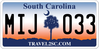 SC license plate MIJ033