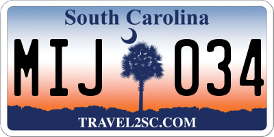 SC license plate MIJ034