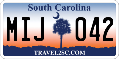 SC license plate MIJ042