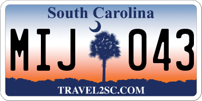 SC license plate MIJ043