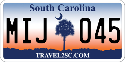SC license plate MIJ045