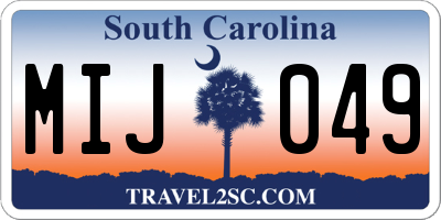 SC license plate MIJ049