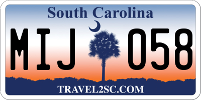 SC license plate MIJ058