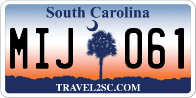 SC license plate MIJ061