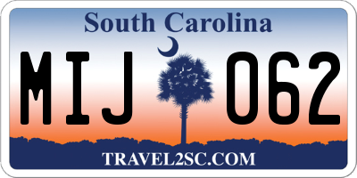 SC license plate MIJ062