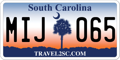SC license plate MIJ065