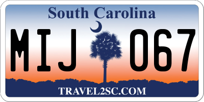 SC license plate MIJ067