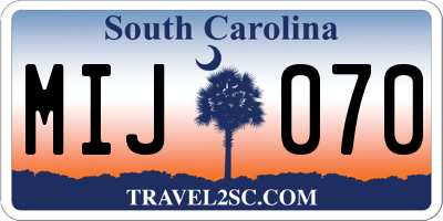 SC license plate MIJ070