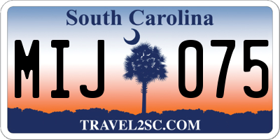 SC license plate MIJ075