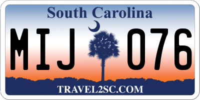 SC license plate MIJ076