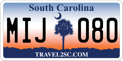 SC license plate MIJ080