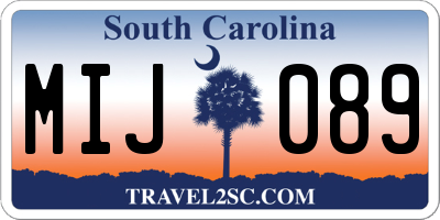 SC license plate MIJ089