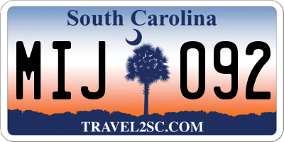 SC license plate MIJ092